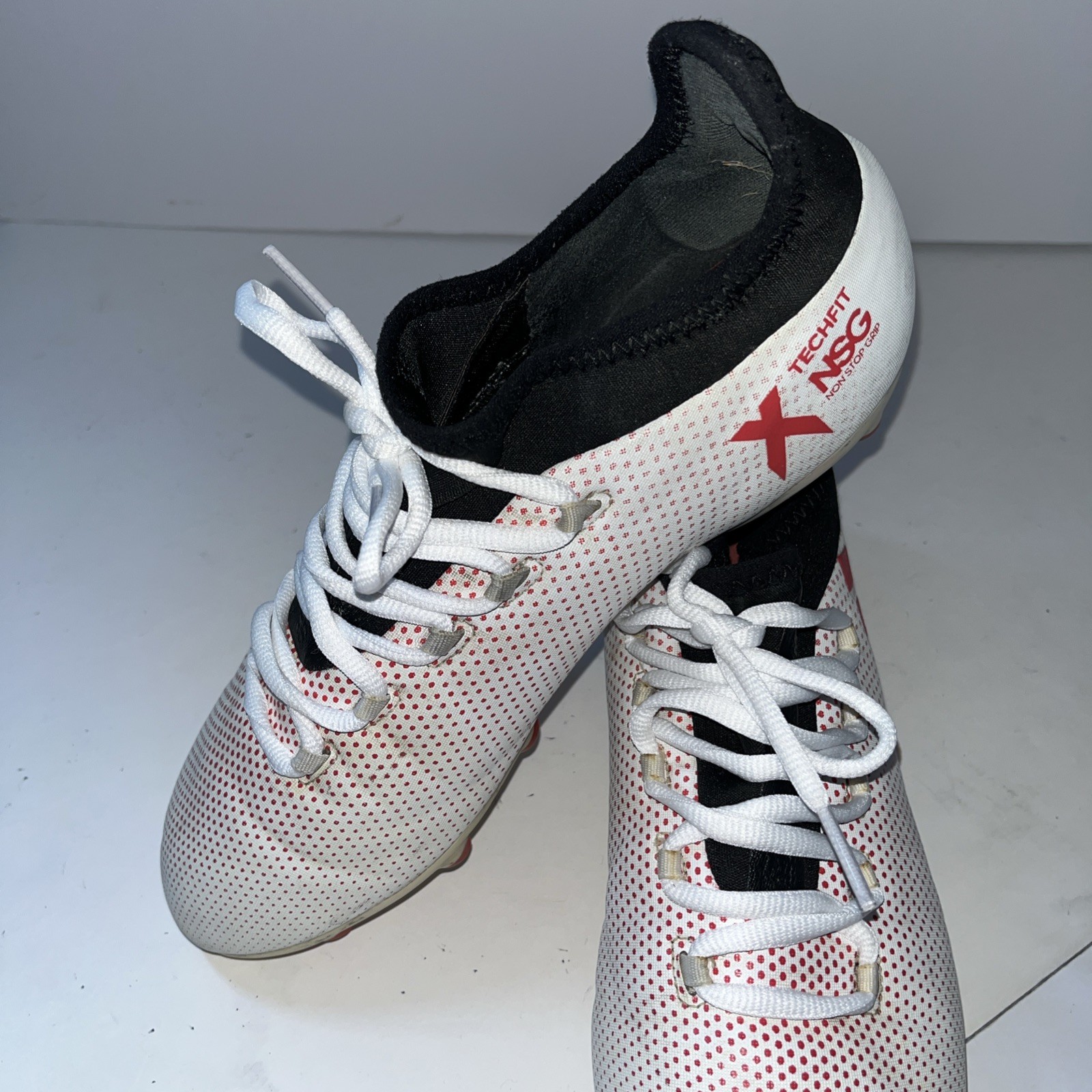 adidas X soccer cleats Size US 6. White With Red Dots Tech Fit. Non Stop Grip X thumbnail 6