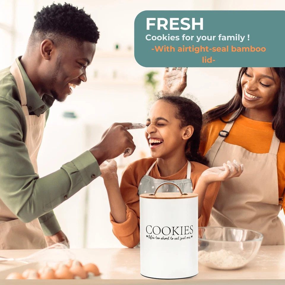 Cookie Jar with Airtight Bamboo Lid – 1.1 Gallon Cute and Decorative Cookie S... - Image 3 of 4