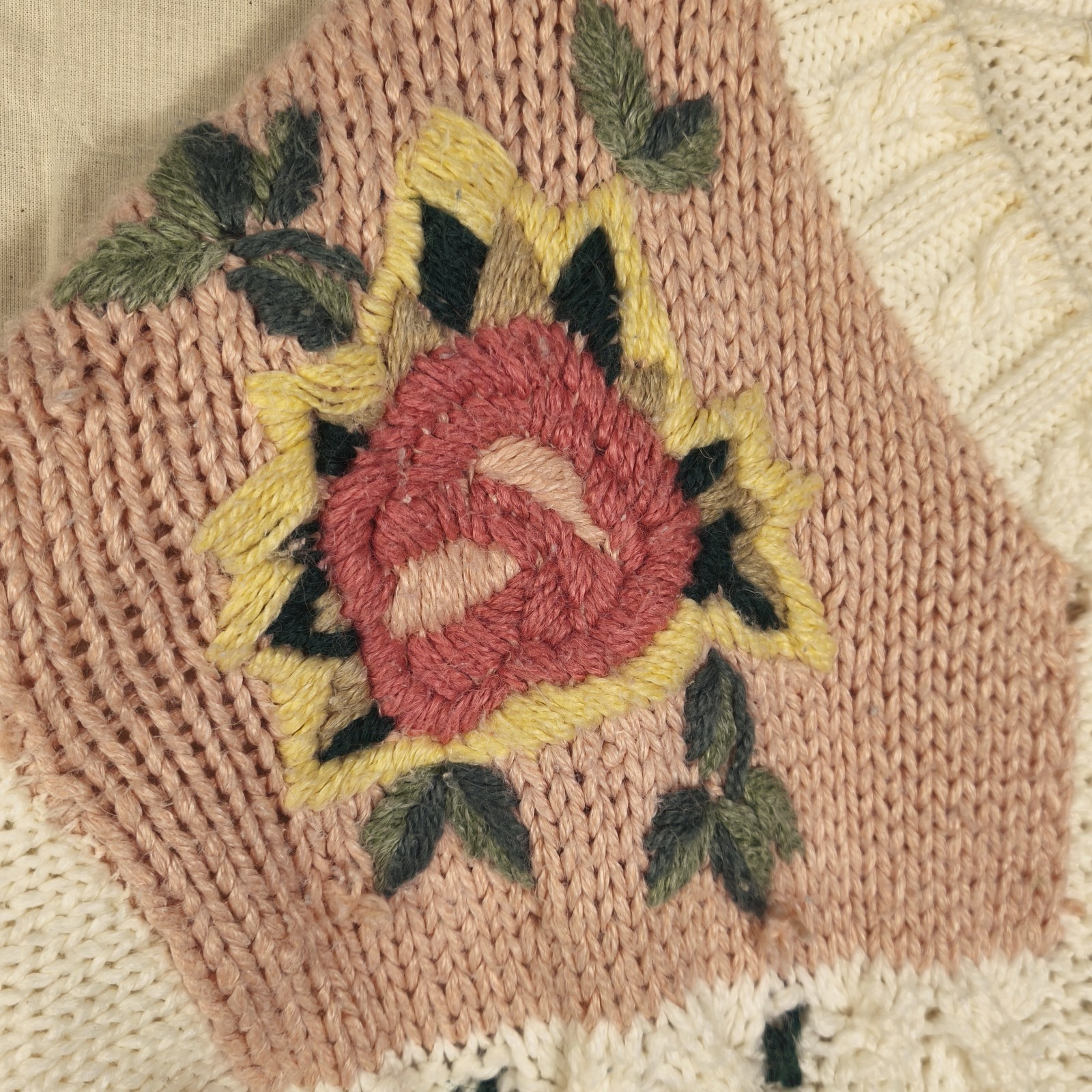 Vintage Patchwork Handmade Sweater Cottagecore Fl… - image 3