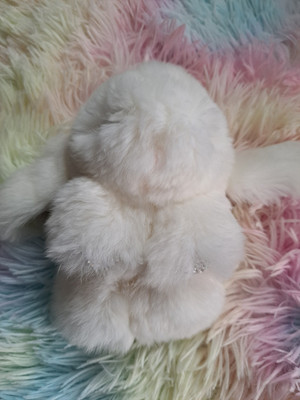 White Real Fur Rabbit Bunny  Charm  