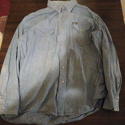 Oshkosh B Gosh Vintage Western Wear Denim Shirt Pearl Snap XL USA ske