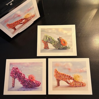 Vintage Hallmark Live Floral Shoe Notecards Set of 15 Cards 3 Designs 1990s NOS