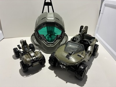 Jazwares Halo UNSC Warthog Car w/ Turret Plus Mongoose ATV and Halo Helmet