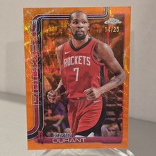 2025 Topps Chrome Kevin Durant Orange Wave Refractor /25 Houston Rockets #155