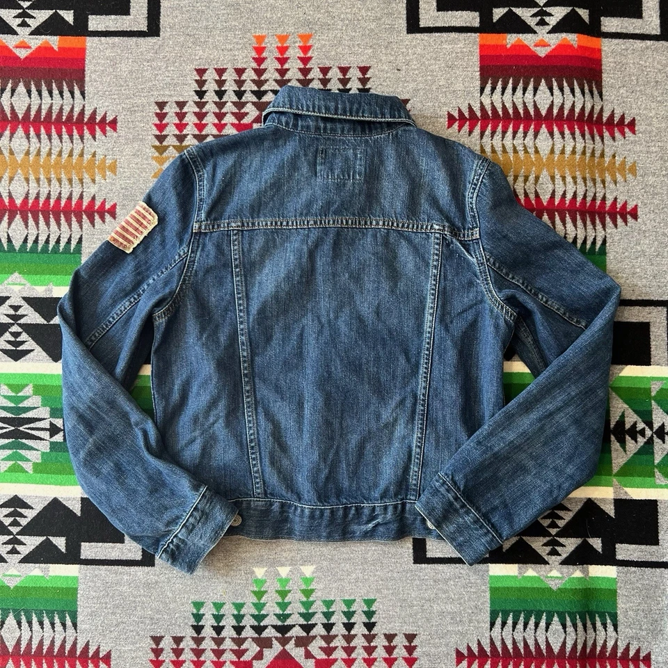 Chaqueta Jean Polo Ralph Lauren Denim Azul Bandera Americana EE. UU. Jóvenes Niños Grande D7 Foto 2 de 4