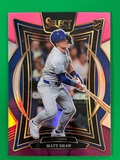 Matt Shaw 2025 Panini Select (RC,SP,SN) Rookie Concourse Pink Prizm #34 Cubs