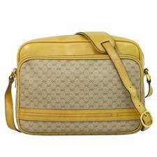 GUCCI Micro GG Canvas Shoulder Crossbody Bag Brown Gold