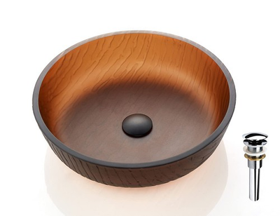 #ad Littel Rock Series Tempered Deco Bathroom Glass Vessel Sink in Tea Matt Top... $307.89