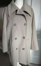 Mansfield London Wool Cashmere Angora Coat Size 16 Oversized Pockets Vintage