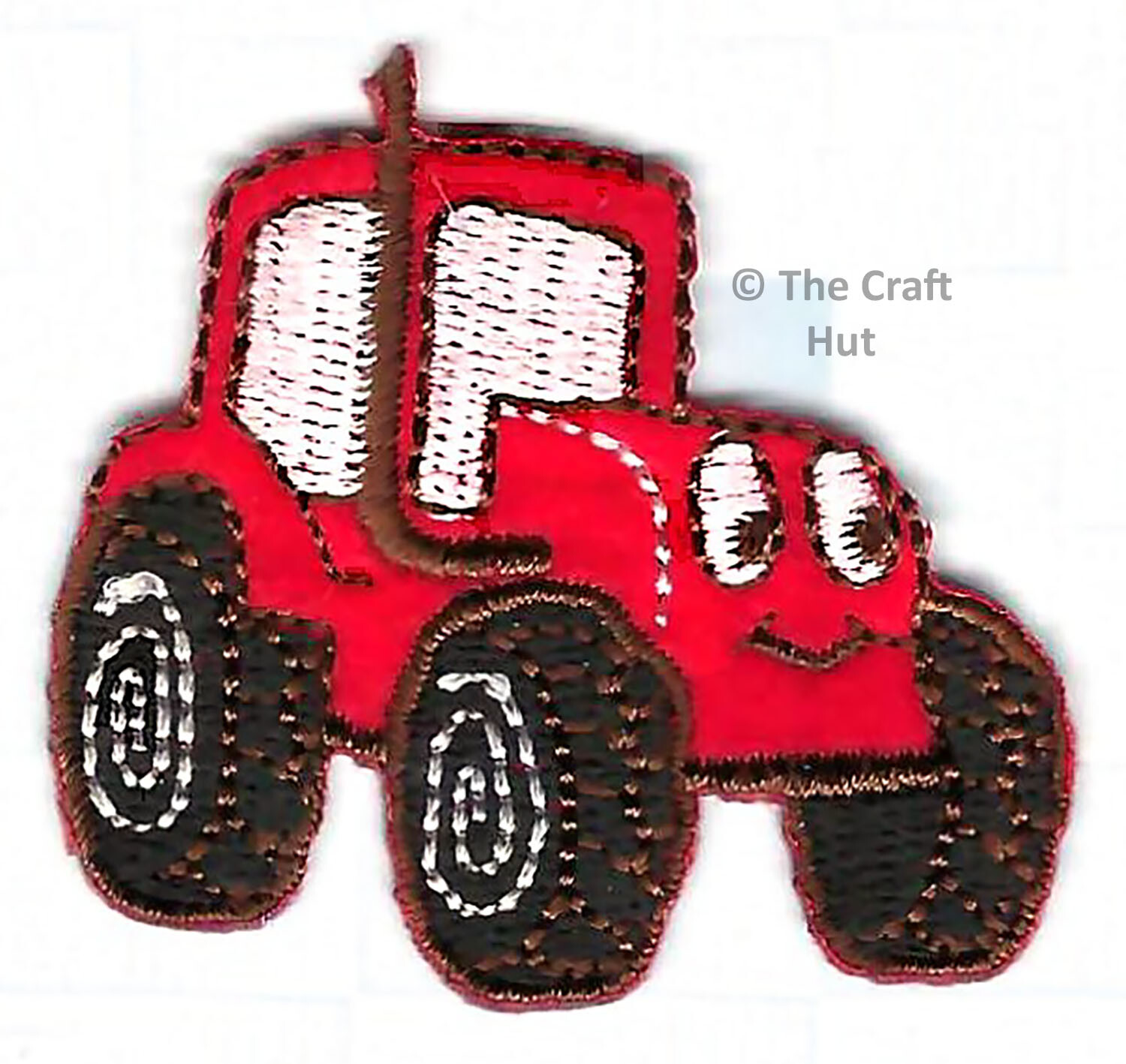 Sewing Iron or Sew On Novelty Motif Craft Factory Patch Happy Red Tractor New