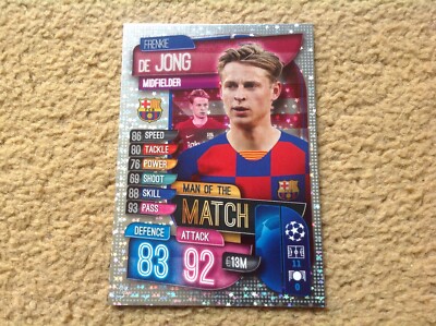 Match Attax 2019/20 Champions Europa League DeJong Man of Match Rare Card & Mint