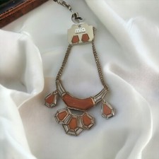 Mia collection Geometric peach colored necklace and earring set