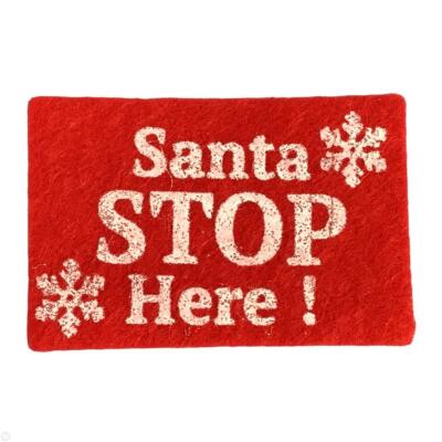 Puppenhaus Türmatte rot Weihnachtsmann Stopp hier Winter Weihnachten vorne Eingang Teppich