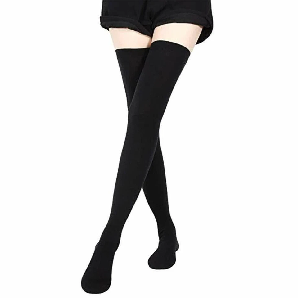 BLACK SUGAR Expédié de Paris - Chaussettes Montantes Écolière Uniforme Mi-cuisse Extra Long