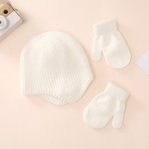 Infant Winter Hat Mittens Set Newborn Baby Toddler Knitted Warm Hat