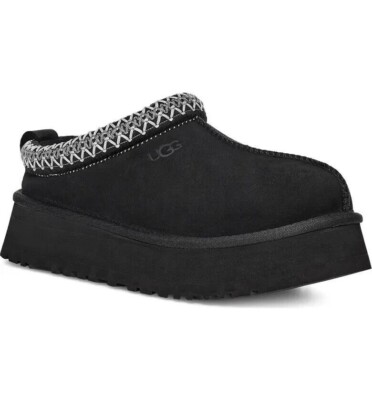 NWOT UGG TAZZ Platform Suede Slippers 1122553 BLACK Women's Shoes Size 6 US