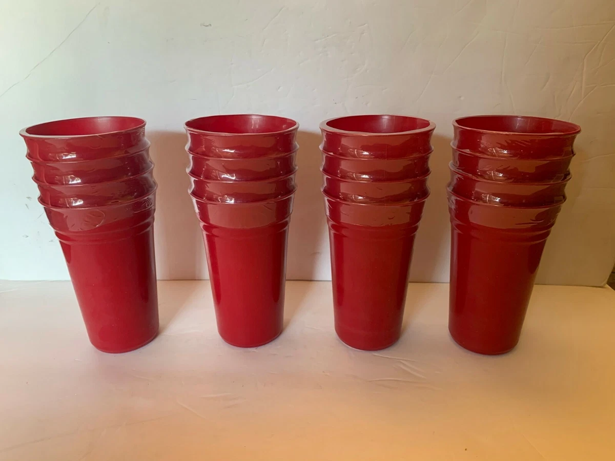 SET 16 Hard Plastic Cup Red Christmas Celebration Cup Red 16 Cups Hard plastic