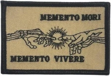 Memento Mori Memento Vivere Embroidered 3x2 Inch Iron on Sew on Patch