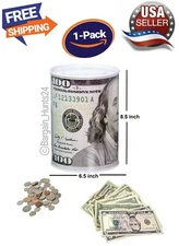 Large 8.5" Ben Franklin $100 Bill Money Coin Saver Tin Money Savings Piggy Bank