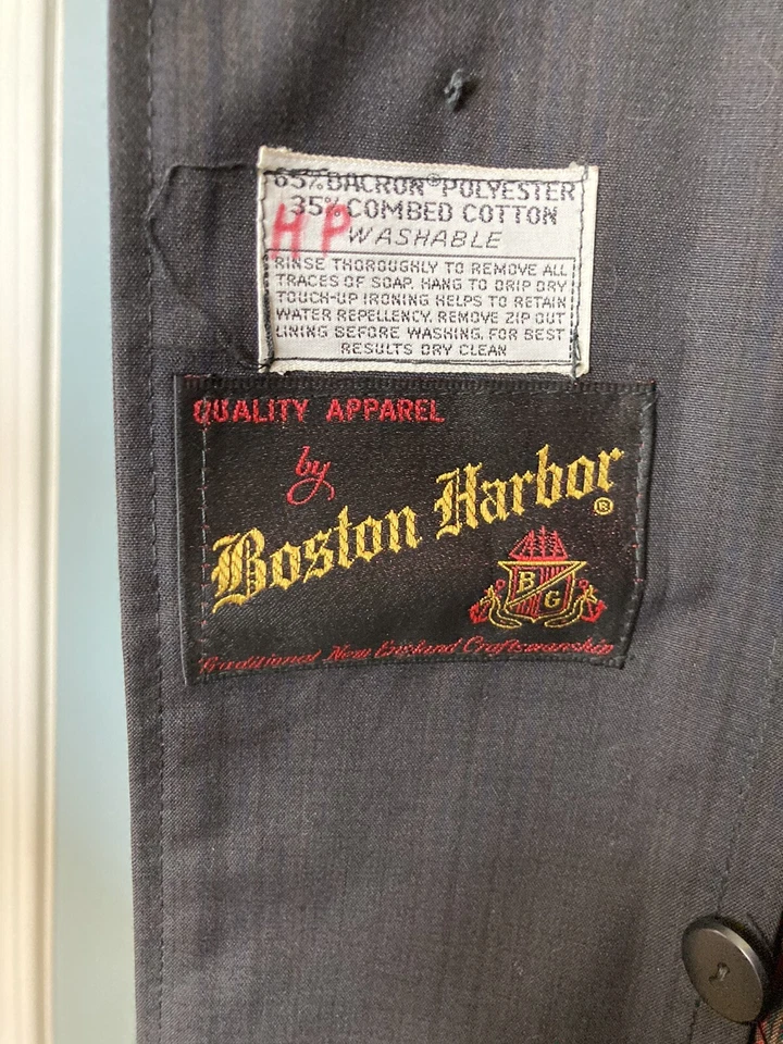 Gabardina vintage para hombre Boston Harbor estampado a cuadros negros/totalmente forrada talla M Foto 3 de 4