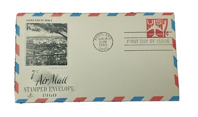 1960 7c Air Mail Stamped Envelope First Day Of Issue Postal Cover