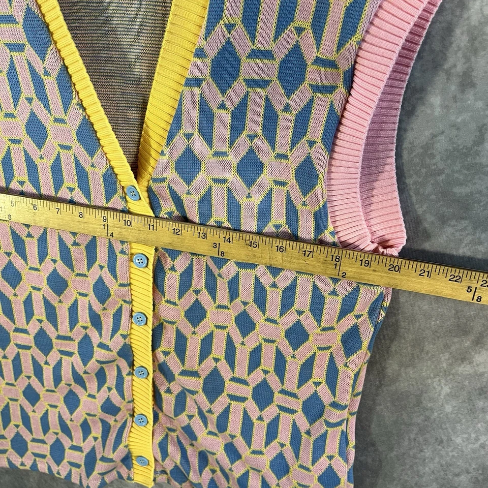 Chaleco Zara Jacquard Contraste Geométrico Talla Mediana Multicolor Abotonado Nuevo Sin Etiquetas Foto 4 de 4