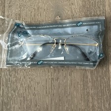 VTG NOS Logo Paris Blue Brown Half Rimmed Gold Arm Oval Eyeglass Frame 57-19-135