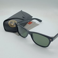 Ray Ban NewWayfarer Black Used Sunglasses Gloss Black Frame & Green Lens RB2132 