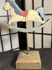 Vintage Wooden Carved , Rocking Horse, American Folk Art Signed