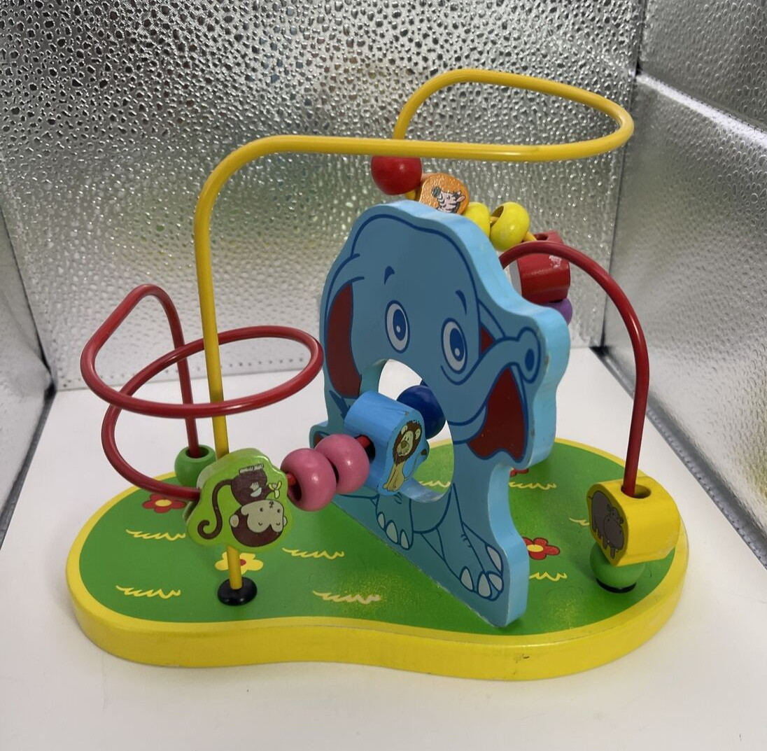 Learning Around Wooden Beads Toy Learning Bead Maze For Babies Elephant In Middl
