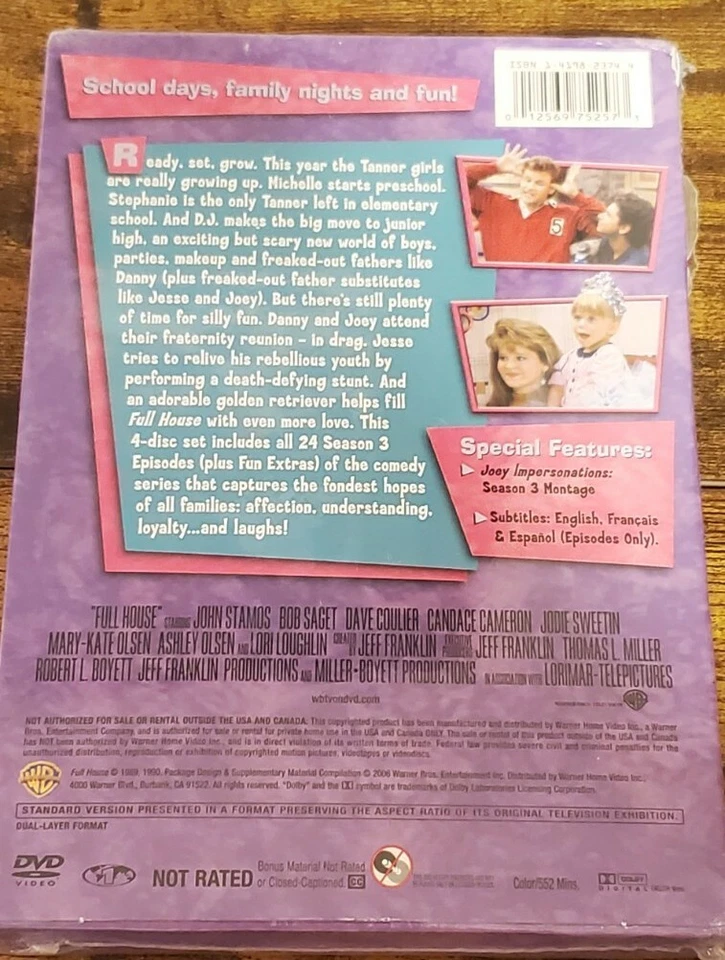 Full House Season 3, Third Season on DVD. BRAND NEW AND SEALED - Imagem 2 de 2