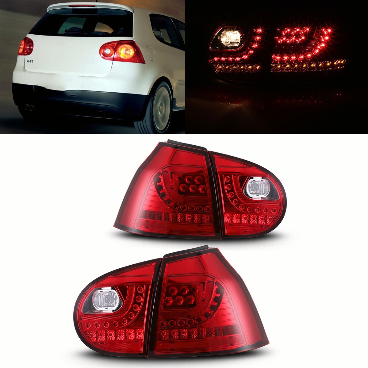 For 06-09 Volkswagen Golf 5 GTI Rabbit Tail Lights LED Brake Turn