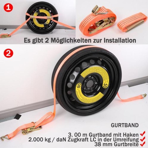 4x Spanngurte AUTOTRANSPORT Zurrgurt Radsicherung Auto PKW Trailer Anhänger KFZ - Bild 7 von 12