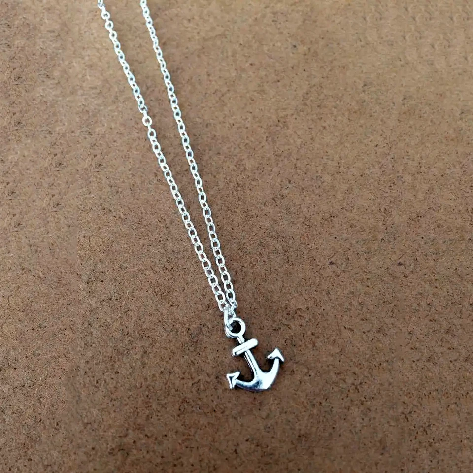 Collana Ancora a catena Argento con ciondolo in mare Estate Regalo da Uomo Donna - Immagine 2 di 4