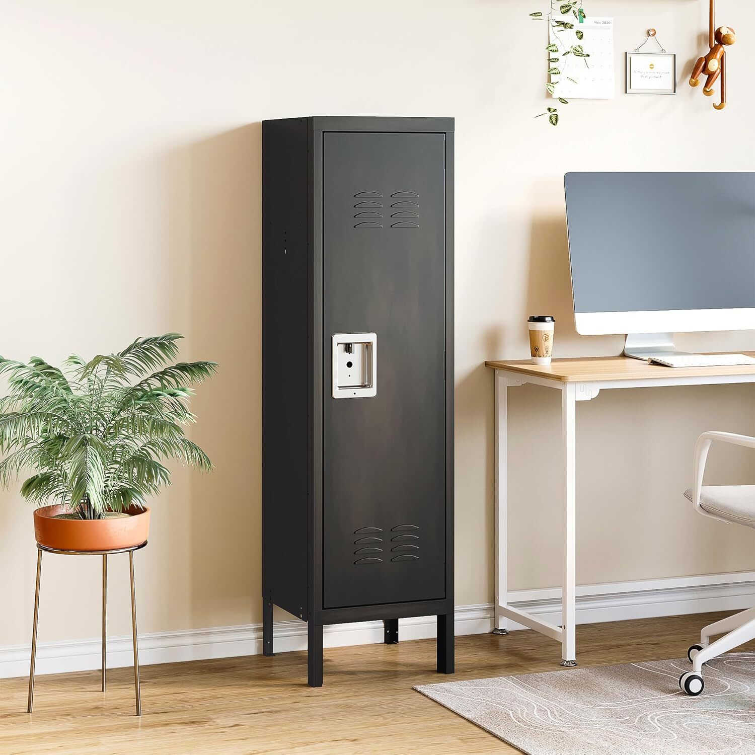 Metal Storage Locker, Lockable Employees with Door 55" Height Steel Locker