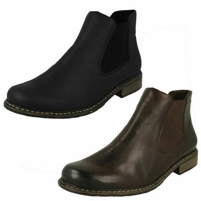 Ladies Rieker Casual Heeled Zip Manmade Ankle Boots Z4994