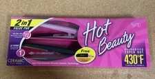 Hot Beauty Professional Ceramic Mini Flat Iron 1” & 1/2" Anti-Frizz Value Pak