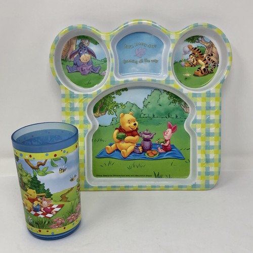 ZAK Designs Winnie the Pooh Easy Breezy Days Melamine Kid’s Divided Plate + Cup