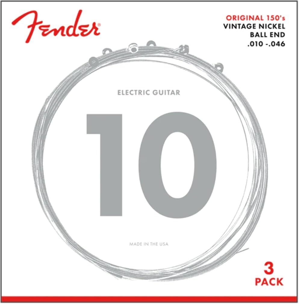 Fender Original 150 Guitar Strings, Pure Nickel Wound, Ball End, 150R .010-.046