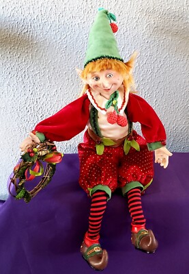 Christmas Elf  Shelf Sitter Poseable Arms and Legs Red Outfit Cool Shoes 2008