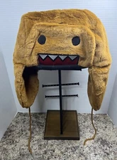 DOMO Kun Cartoon Y2K Soft Ushanka/Trapper Hat Beanie Brown Embroidered Character