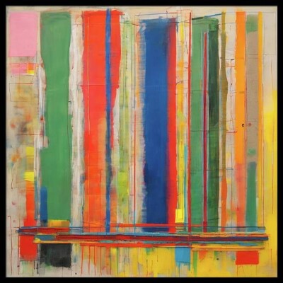 Naive Abstrakt Stripes 08 Stil Bauhaus  125x125 cm Druck/FineArt/Pop Art/Gerahmt