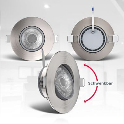 Lot De 3 Spots LED Ultra-Plats à Encastrer - Orientables Et Dimmables - Finition Nickel Mat - IP23