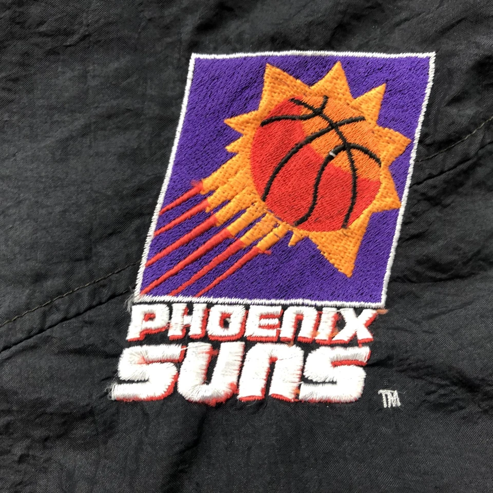 Chaqueta cortavientos vintage Phoenix Suns para hombre grande negra NBA baloncesto hecha en EE. UU. Foto 4 de 4
