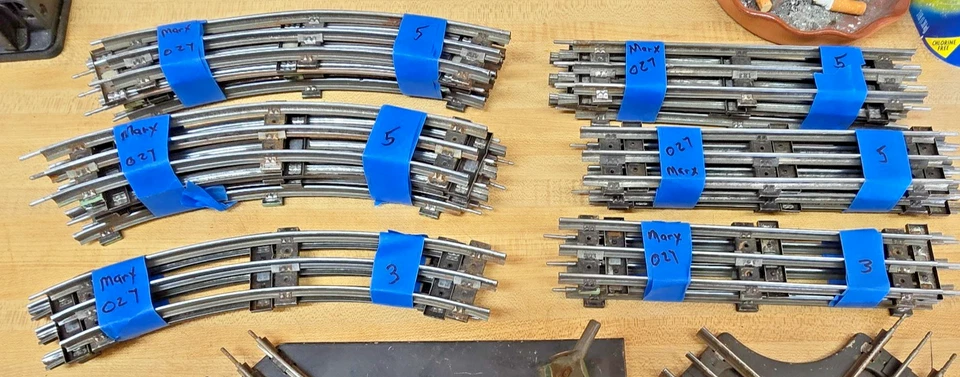 Lot Of 28 Marx 7/16" 027 Track Straights Curves RH Manual Switch 90 Cross READ - Image 2 of 3