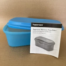 Tupperware Microwave Pasta Maker Spaghetti Cooker Steamer Strainer 6775 Blue New