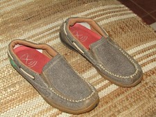 Twisted X Women's Driving Moc Slip-On Leather Canvas Shoes sz 7 M style WDMS009
