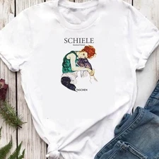 Seated Woman Egon Schile Women Tee Vintage Retro Print, Fine Art Expressionist P