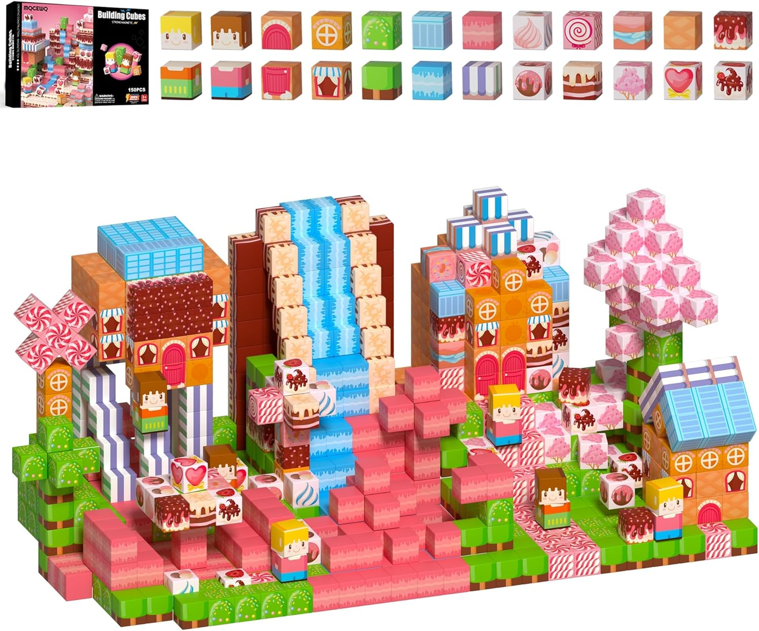 150 PCS Magnetic Building Blocks Toys,Magnet Cubes Pink Princess Set for Kids...