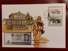 Banknotenbrief - DDR  5 Mark 1975 ,Semperoper Dresden 1985 - Kassenfrisch UNC